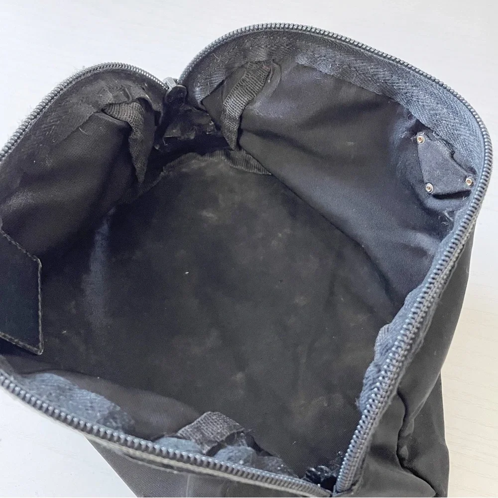 Prada black nylon gold triangle logo zip pouch - Picture 6 of 10